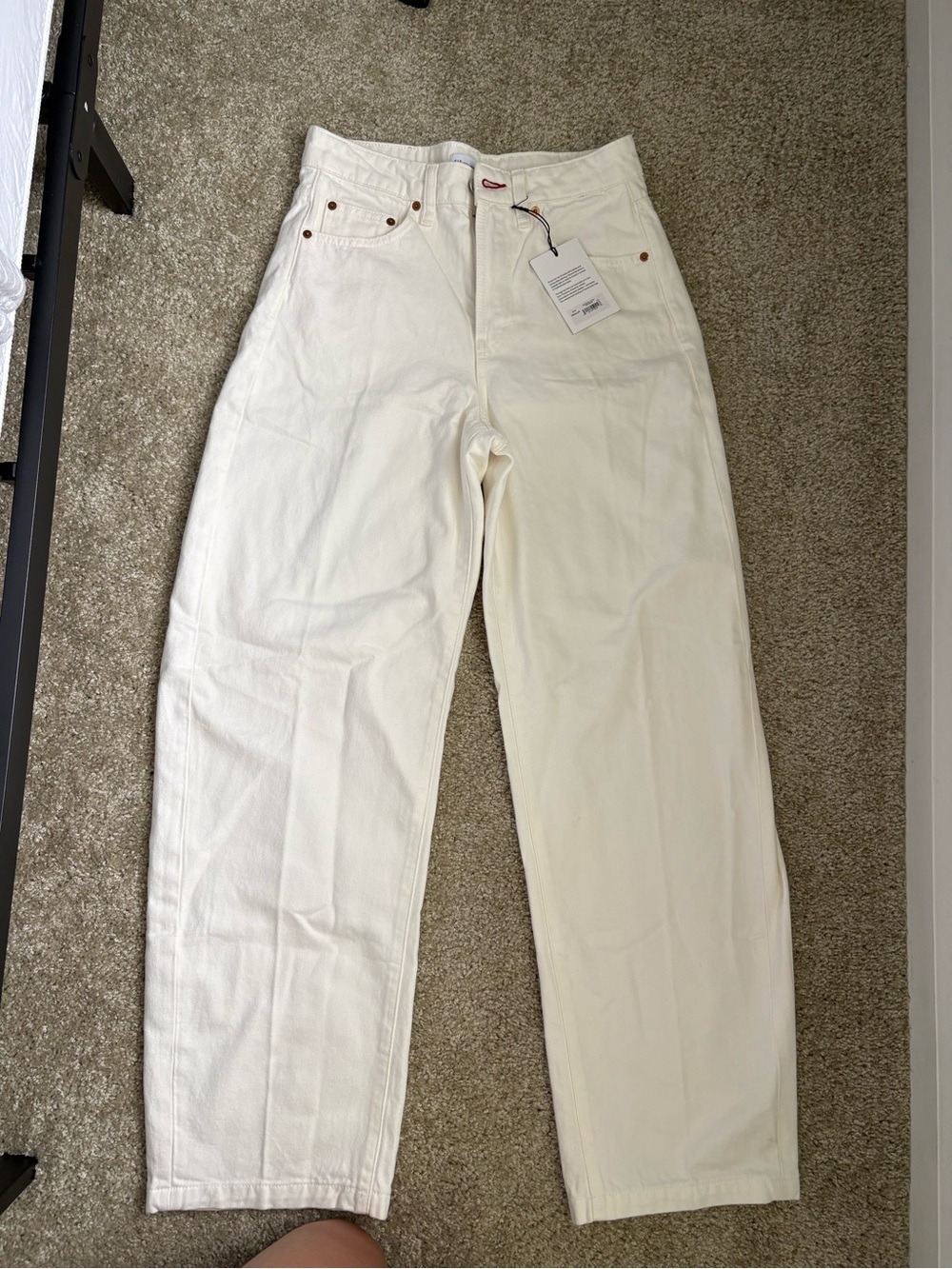 Victoria Beckham Off-White High-Rise Straight-Leg Jeans
